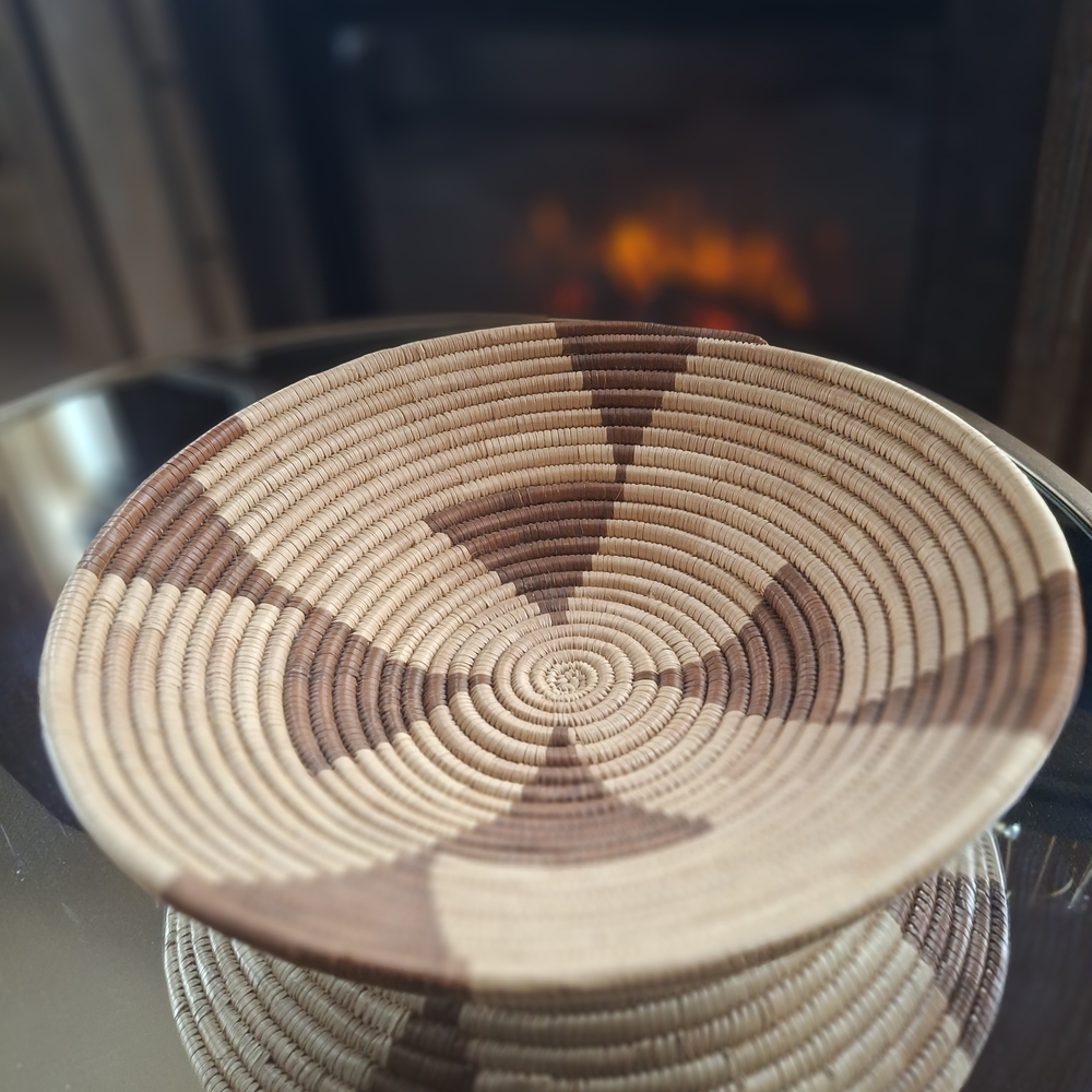Handwoven Brown and Tan Basket